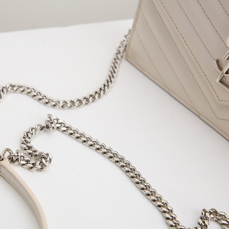 二手 YSL woc 小款信封包/白色銀扣-18