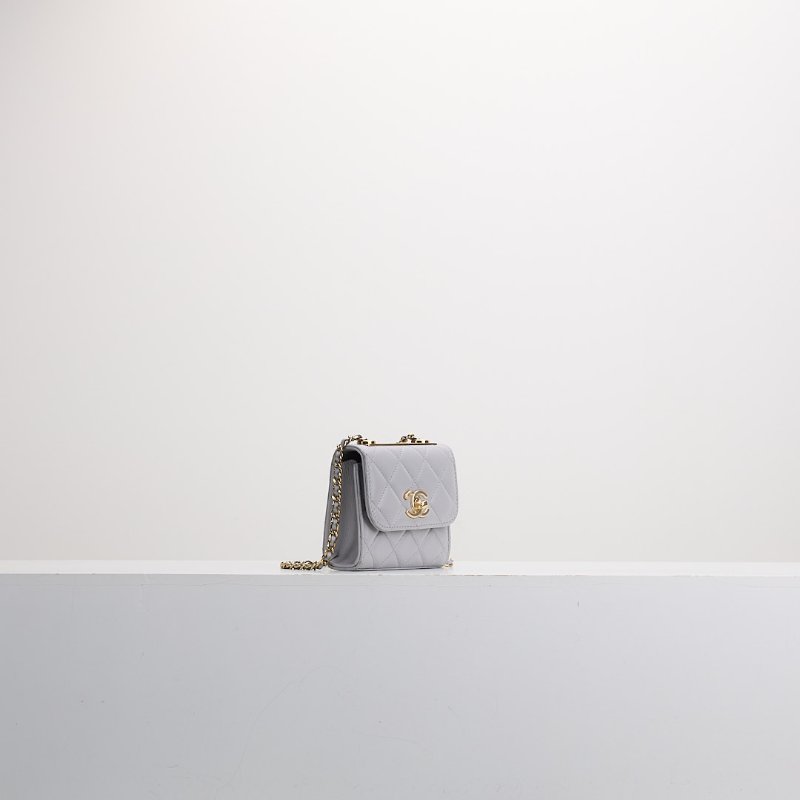 二手 Chanel trendy cc mini灰色金釦-1