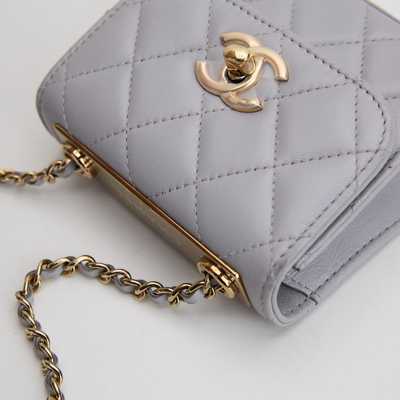 二手 Chanel trendy cc mini灰色金釦-14