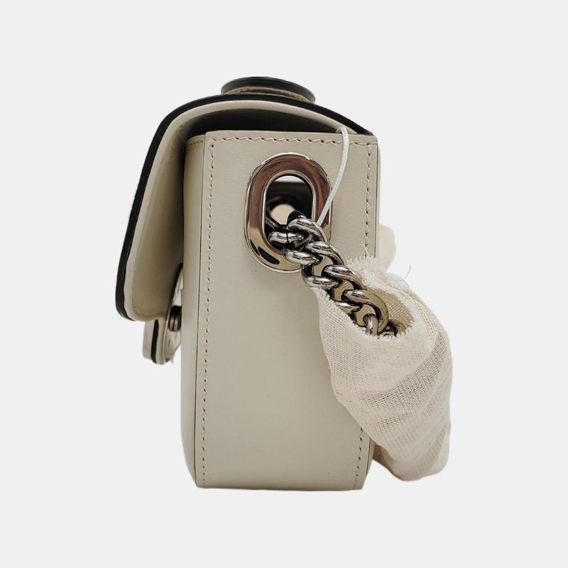 GUCCI Petite 迷你 白色牛皮斜挎包單肩包手提包 銀色五金 可拆卸肩帶 9.8新-2