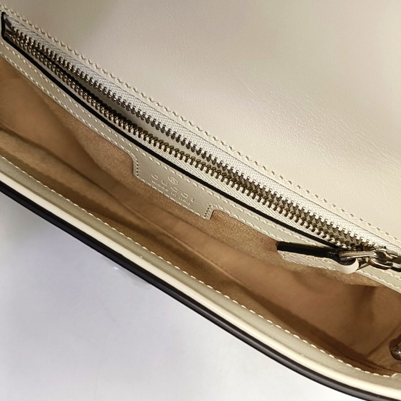 GUCCI Petite 迷你 白色牛皮斜挎包單肩包手提包 銀色五金 可拆卸肩帶 9.8新-6