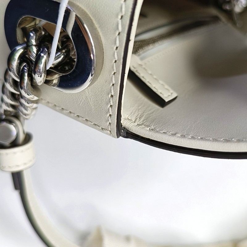 GUCCI Petite 迷你 白色牛皮斜挎包單肩包手提包 銀色五金 可拆卸肩帶 9.8新-7