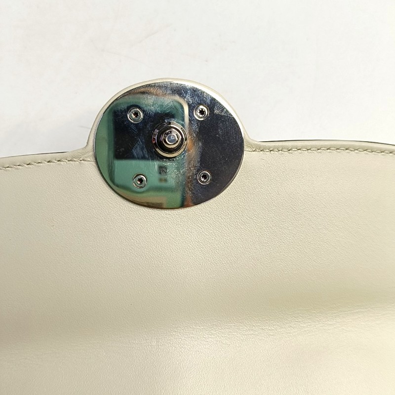 GUCCI Petite 迷你 白色牛皮斜挎包單肩包手提包 銀色五金 可拆卸肩帶 9.8新-8