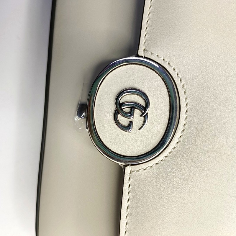 GUCCI Petite 迷你 白色牛皮斜挎包單肩包手提包 銀色五金 可拆卸肩帶 9.8新-9
