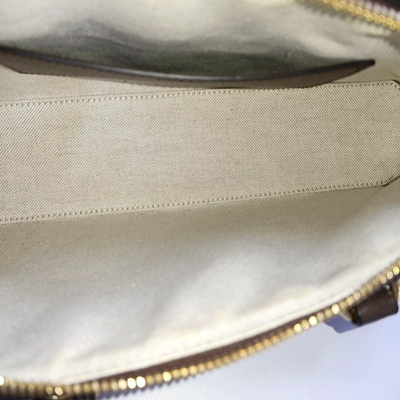 GUCCI Ophidia小號米色塗層帆布老花條紋織帶單肩包手提包斜挎包 金色五金 可拆卸肩帶-5