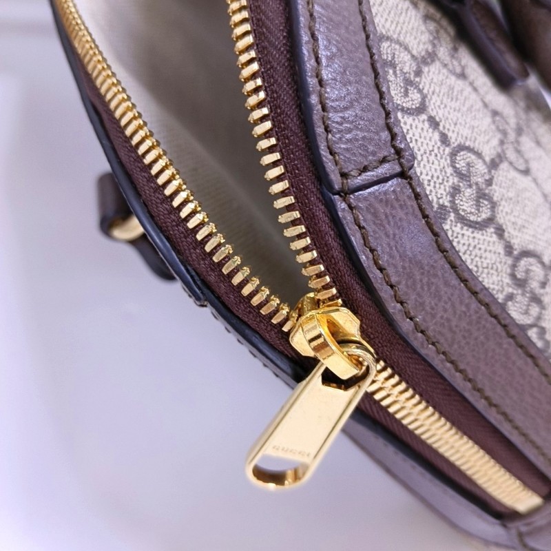 GUCCI Ophidia小號米色塗層帆布老花條紋織帶單肩包手提包斜挎包 金色五金 可拆卸肩帶-9