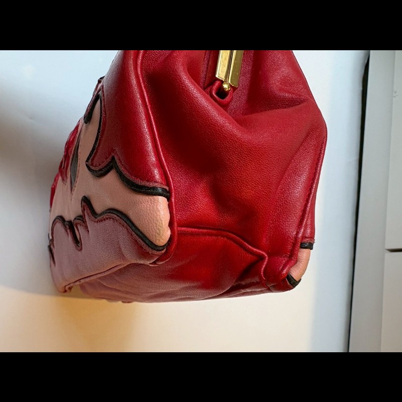 Miu Miu 粉/紅色皮革拼接手提包-12