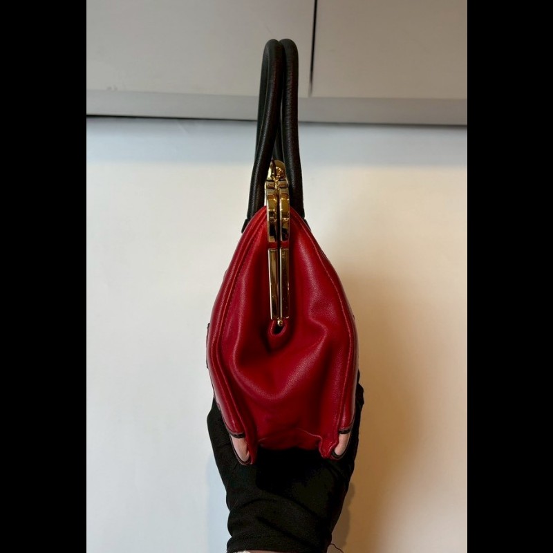 Miu Miu 粉/紅色皮革拼接手提包-14