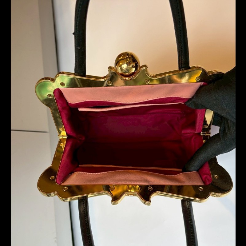 Miu Miu 粉/紅色皮革拼接手提包-20