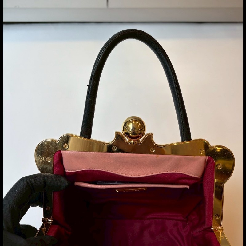 Miu Miu 粉/紅色皮革拼接手提包-25