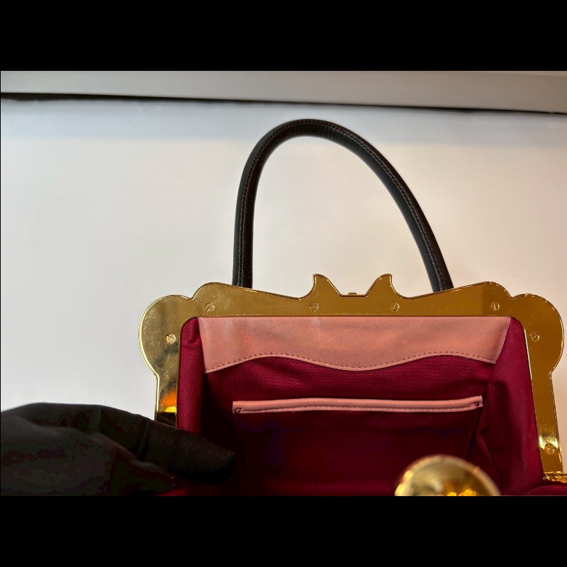 Miu Miu 粉/紅色皮革拼接手提包-26