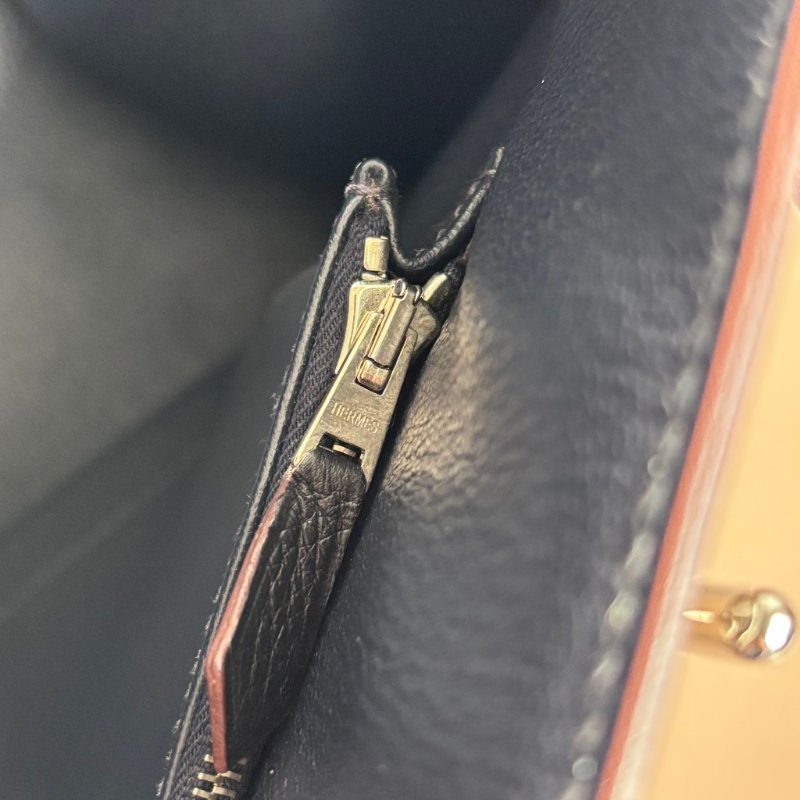 ::HERMES:: 愛馬仕 錫器灰內拚藍吉普賽34-29