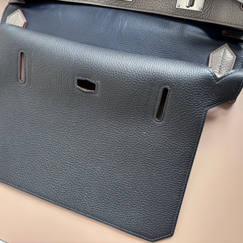 ::HERMES:: 愛馬仕 錫器灰內拚藍吉普賽34-32