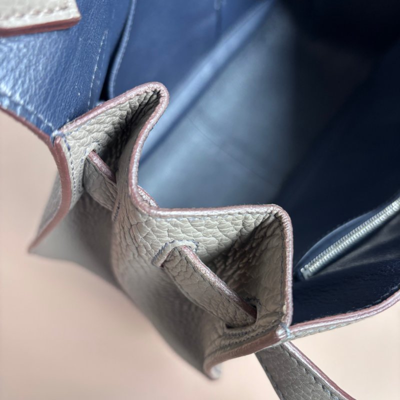 ::HERMES:: 愛馬仕 錫器灰內拚藍吉普賽34-34