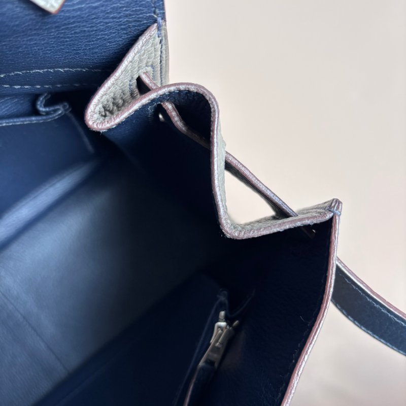 ::HERMES:: 愛馬仕 錫器灰內拚藍吉普賽34-35