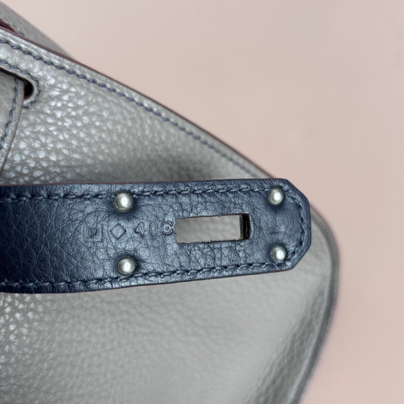 ::HERMES:: 愛馬仕 錫器灰內拚藍吉普賽34-39