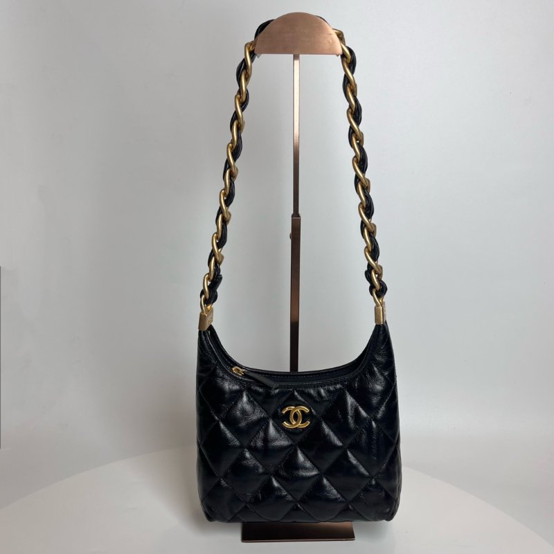 CHANEL HOBO鏈條肩背黑金AS4922/晶片款-0