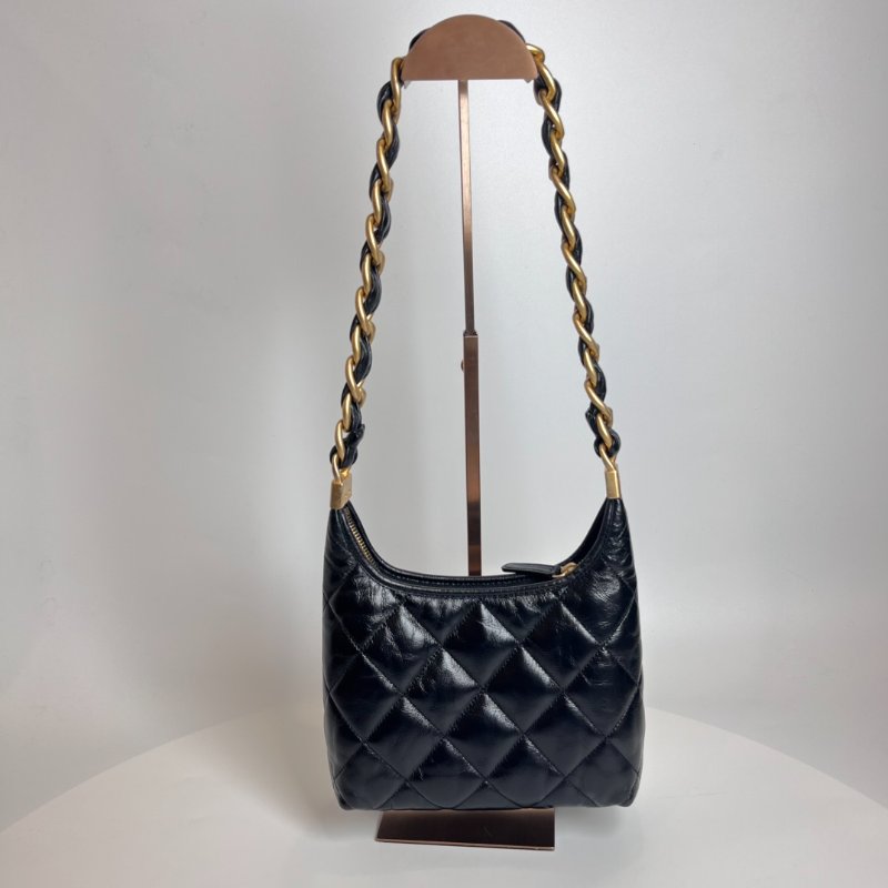 CHANEL HOBO鏈條肩背黑金AS4922/晶片款-1