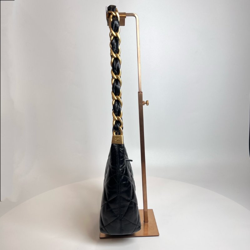 CHANEL HOBO鏈條肩背黑金AS4922/晶片款-2