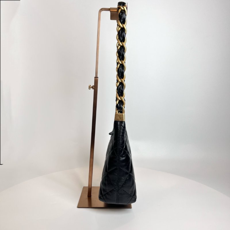 CHANEL HOBO鏈條肩背黑金AS4922/晶片款-3