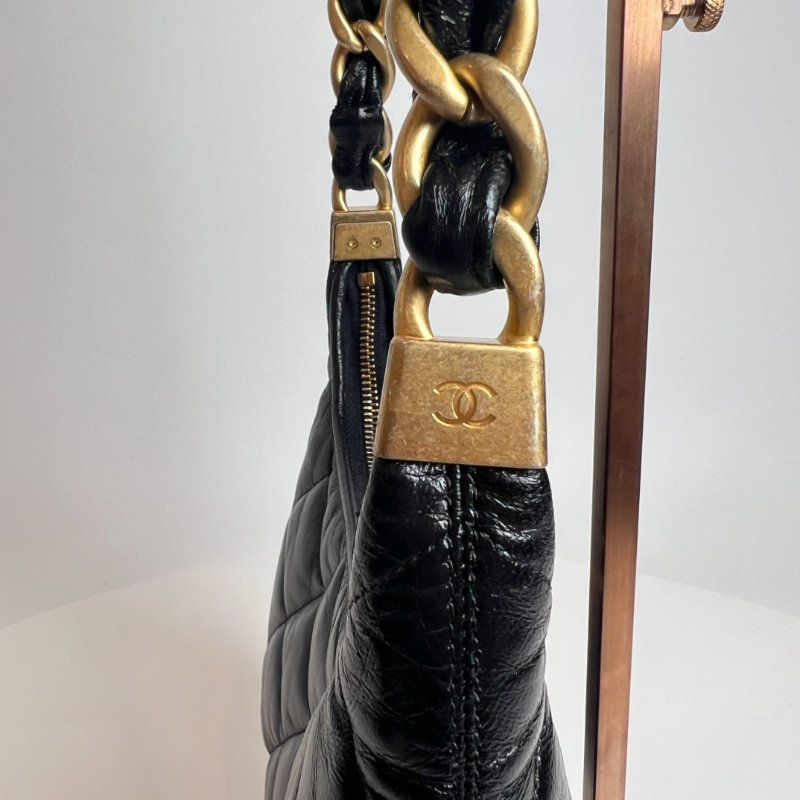 CHANEL HOBO鏈條肩背黑金AS4922/晶片款-7