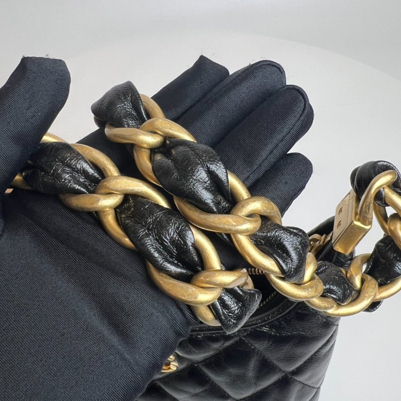 CHANEL HOBO鏈條肩背黑金AS4922/晶片款-9