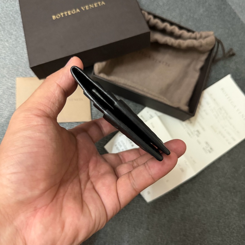 Bv 經典編織6卡對折卡片夾(黑)-2