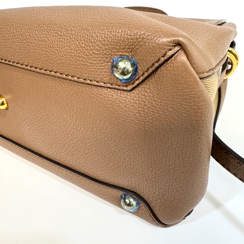Burberry深沙色牛皮拼格紋手提斜背包40611731-13