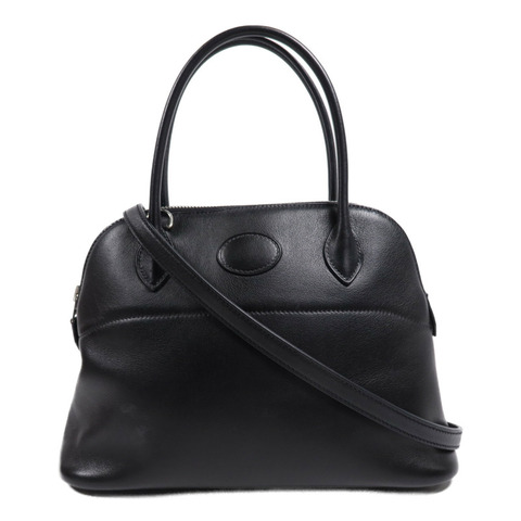 HERMES Swift皮革Bolide 27銀扣手挽肩背兩用袋Noir