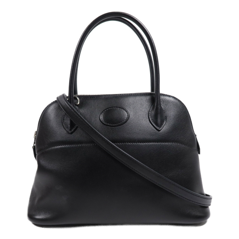 HERMES Swift皮革Bolide 27銀扣手挽肩背兩用袋Noir-0