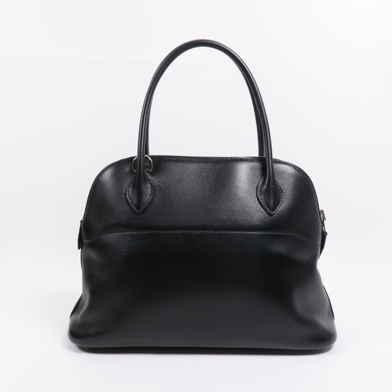 HERMES Swift皮革Bolide 27銀扣手挽肩背兩用袋Noir-1
