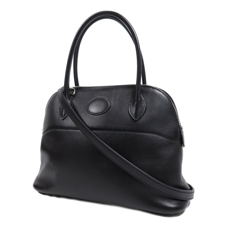 HERMES Swift皮革Bolide 27銀扣手挽肩背兩用袋Noir-2