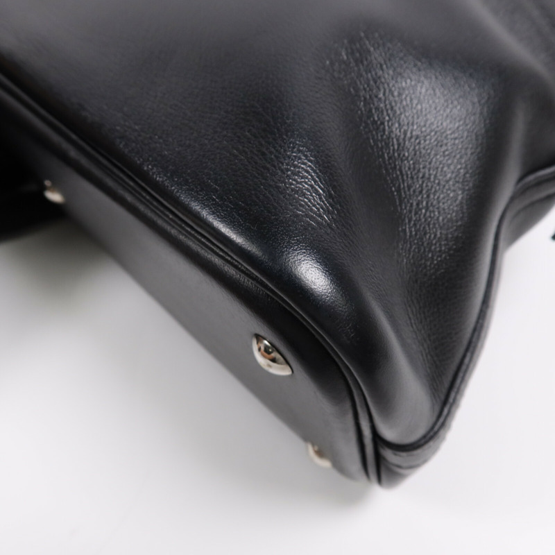 HERMES Swift皮革Bolide 27銀扣手挽肩背兩用袋Noir-6