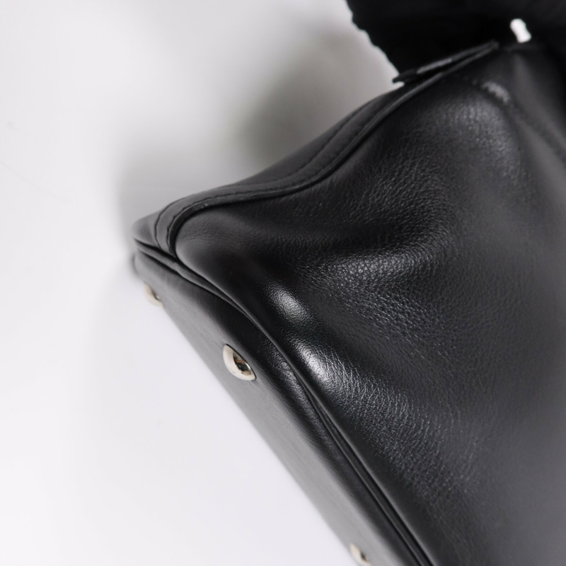 HERMES Swift皮革Bolide 27銀扣手挽肩背兩用袋Noir-7