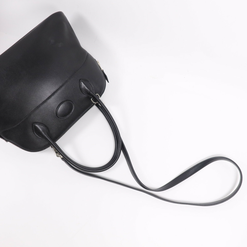 HERMES Swift皮革Bolide 27銀扣手挽肩背兩用袋Noir-8