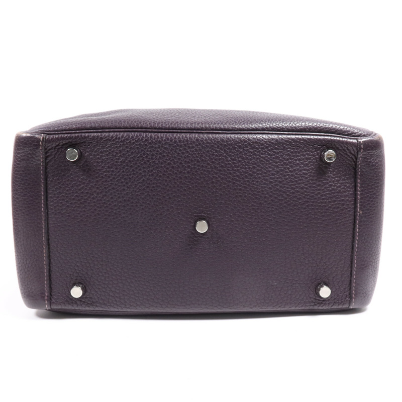 HERMES Clemence皮革Lindy 30銀扣手挽肩背兩用袋Raisin-3