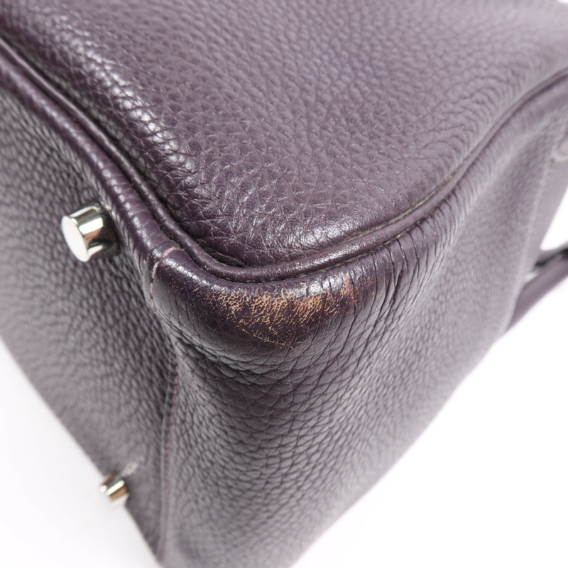 HERMES Clemence皮革Lindy 30銀扣手挽肩背兩用袋Raisin-4