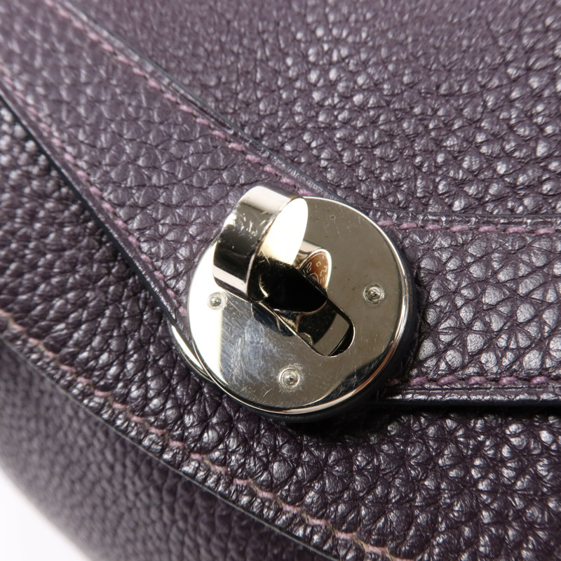HERMES Clemence皮革Lindy 30銀扣手挽肩背兩用袋Raisin-9