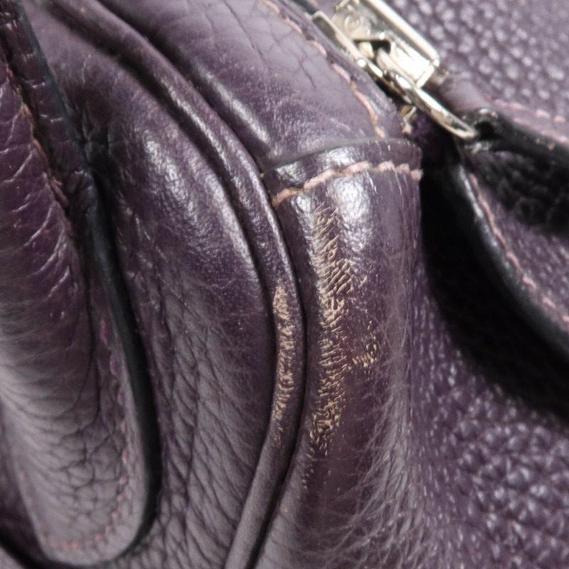 HERMES Clemence皮革Lindy 30銀扣手挽肩背兩用袋Raisin-11