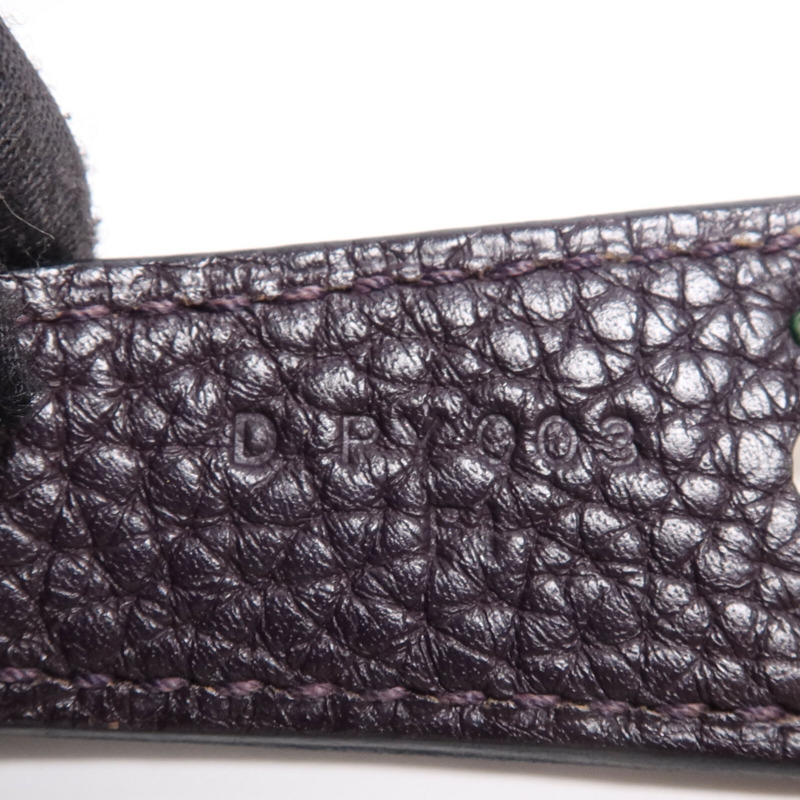 HERMES Clemence皮革Lindy 30銀扣手挽肩背兩用袋Raisin-15