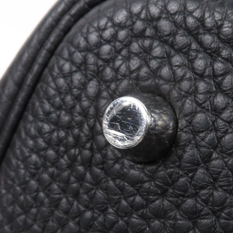 HERMES Clemence皮革Picotin MM銀扣手挽袋Noir-10