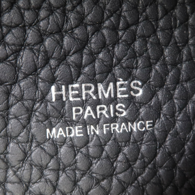 HERMES Clemence皮革Picotin MM銀扣手挽袋Noir-12