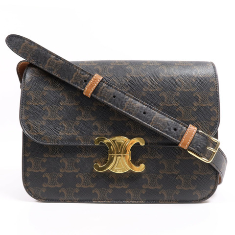 CELINE 塗層帆布Triomphe 22金扣肩背袋