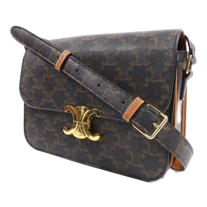 CELINE 塗層帆布Triomphe 22金扣肩背袋-2