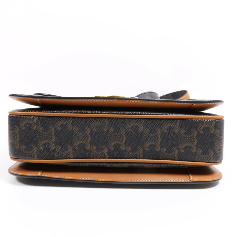 CELINE 塗層帆布Triomphe 22金扣肩背袋-4