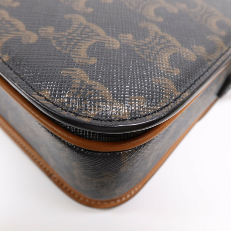 CELINE 塗層帆布Triomphe 22金扣肩背袋-7