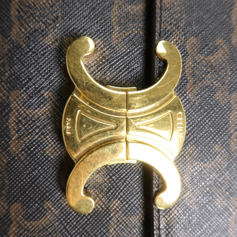 CELINE 塗層帆布Triomphe 22金扣肩背袋-9