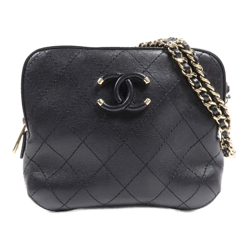 CHANEL 牛皮皮革Chain Shoulder Bag金扣鏈帶肩背袋-0