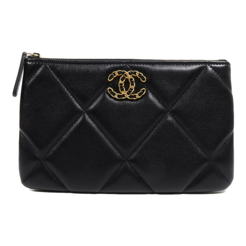 CHANEL 羊皮皮革Chanel 19 Pouch金扣手拿包