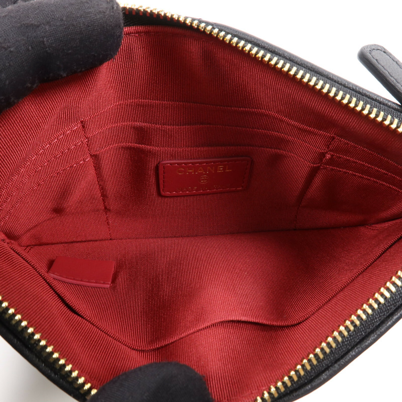 CHANEL 羊皮皮革Chanel 19 Pouch金扣手拿包-4